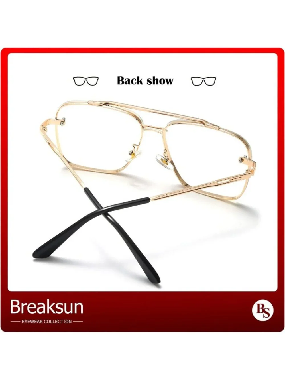 Oversized Square Aviator Sunglasses for Men & Women | Fashion Metal Frame
